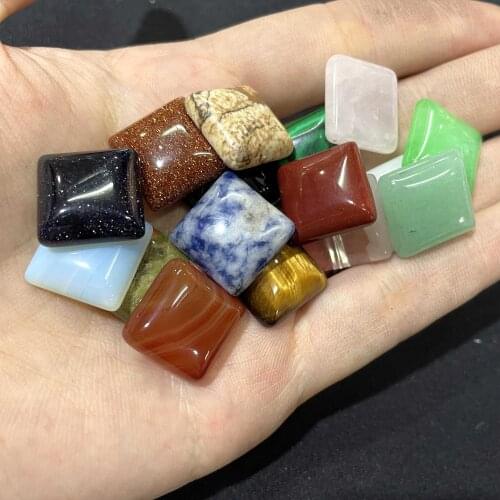 16mm Natural Stone Square Agates Tiger Eye Jades Opal Beads Cameo Pendant For Jewelry Charm Diy Accessories Necklace Material