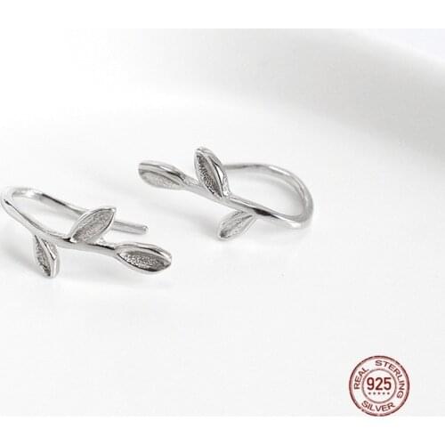 LKO 925 Sterling Silver High Quality Trendy Tiny Simplicity Tree Leaf Fashion Jewelry Hook Earrings For Women Jewelry Gifts