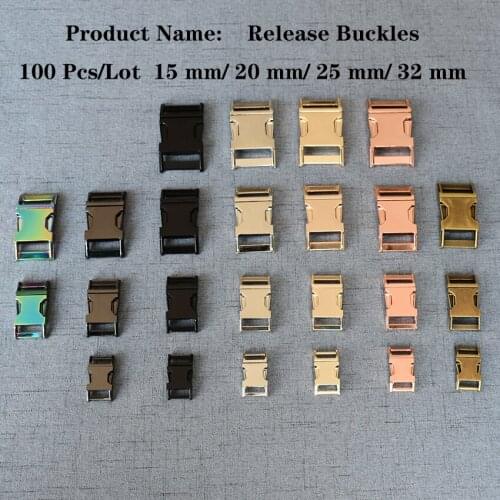 100 Pcs/Lot 15mm 20mm 25mm 32mm Metal Backpack Strap Quick Side Release Buckle For Bag Luggage Outdoor DIY Accessories RB325