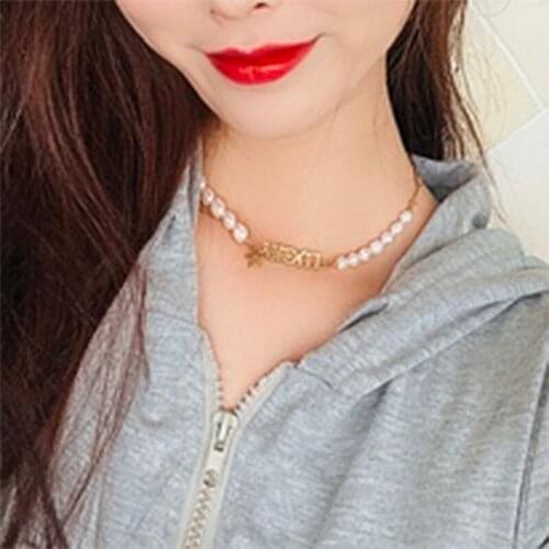 Fashion Not Fade 316 Stainless Steel Womens Gold Silver Color Chain Choker Pearl Star Lucky Pendant Necklaces Banquet Jewelry