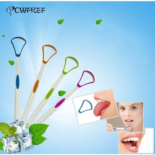 Fashion Tongue Cleaner Bad Breath Away Hand Scraper Brush Silica Handle Oral Hygiene Dental Care Cleaning