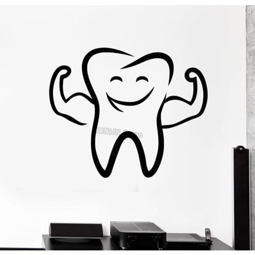 Funny Tooth Smile Wall Sticker For Bathroom Home Decor Mural Art Dentist Stomatology Dental Clinic Sign Wall Decals H258