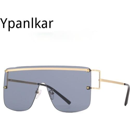 New One Piece Square Sunglasses Women Luxury Brand Designer Oversized Big Frame Sun Glasses Gradient Mirror Shades