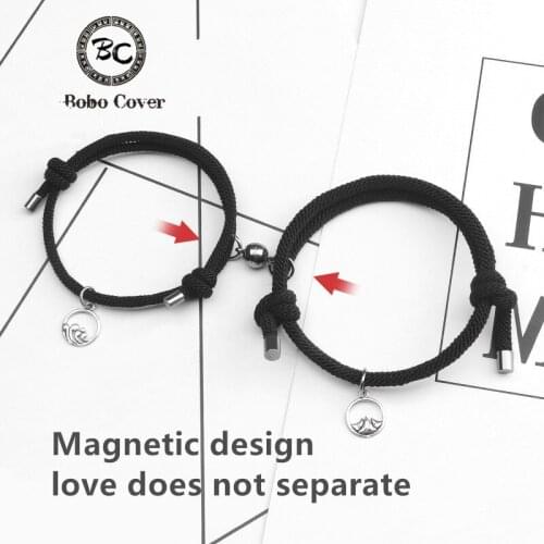 Charm 2Pcs Couple Bracelet Men Women Distance Magnetic Rope Lucky Bracelets Braided Eachother Bangle Handmade Friendship Jewelry