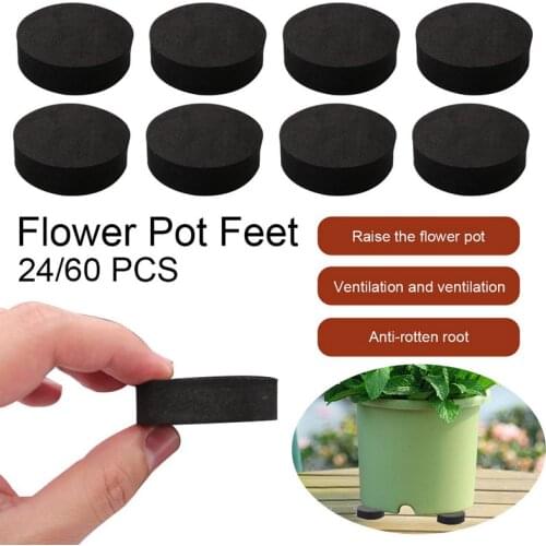 24/60pcs Flower Pot Feet Risers Natural Rubber Pot Mat Invisible Plant Pots Risers Pad Flower Pot Feet home garden Accessories