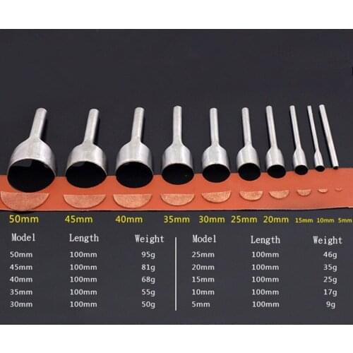 5-50MM High Carbon Steel Leather Semi-Circular Puncher C-Type Punch Knife Wallet Leather Boots Tail Cut Leather Craft Trim Tool