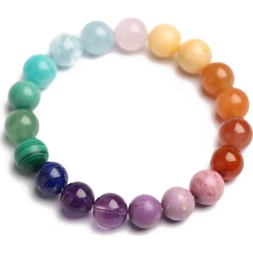 Natural Rainbow Different Mixed Chalcedony Lapis Amazonite Rose Quartz Agate Stone Beads Bracelet Jewelry Crystal 8mm 10mm 12mm