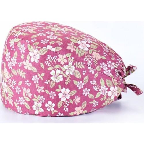 Operating Cap Doctor Nurse Cap Operating Room Printing Cap Dust Proof Anti Hair Loss Adjustable Men and Women Bobble Hat