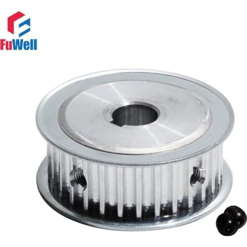 HTD5M 32T Timing Pulley 16mm Width 32Teeth Timing Belt Pulley With Keyway 14/16/19mm Bore Aluminum Alloy Transmission Pulley
