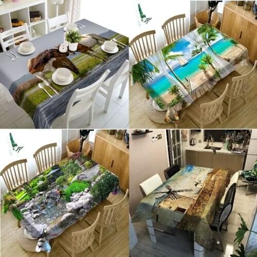 Forest seaside scenery table cloth european tablecloths wedding decoration room decor aesthetic rose gold table cloth tablecloth