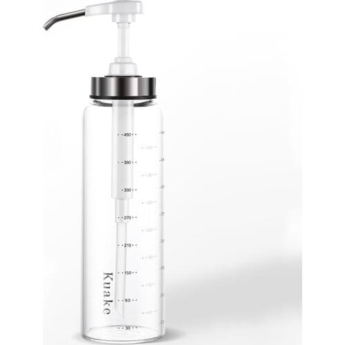 Sauce Syrup Dispenser Bottle Glass Olive Oil Dispenser with Wide Neck Press Pumps Head Kitchen Supplies JW