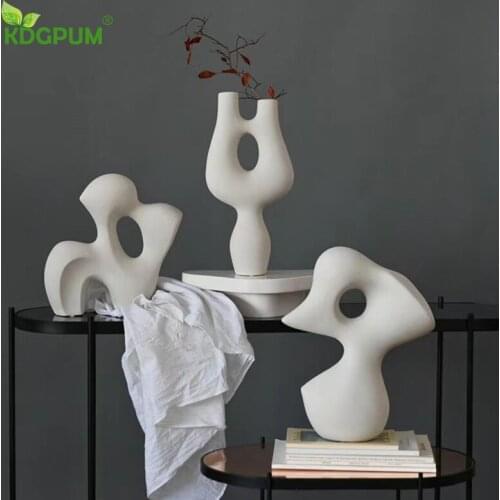 Modern Handmade Ceramic Vase Abstract Art Handmade Pottery Flower Nordic Home Decoration Desktop Ornaments