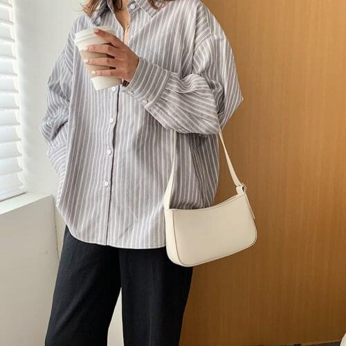 Women Bag Underarm Bag Shoulder Bag Baguette Designer Handbags 2021 New Trend Fashion PU Leather Retro Purse Solid Color Zipper