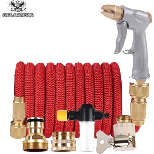 26FT-100FT Telescopic Garden Hose Plastic Magic Hose flexible Car Wash Hose Metal Spray Gun Outdoor Garden High Quality Watering