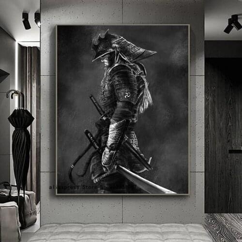 Vintage Art Painting Japanese Samurai Canvas Painting Posters and Prints Home Living Room Wall Decoration Painting
