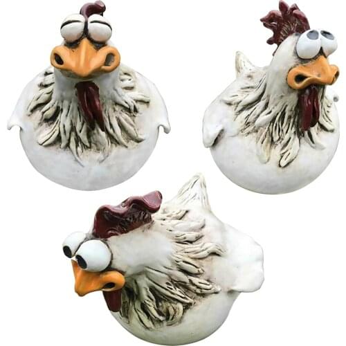 Funny Chicken Fence Decor Statues Garden Farm Yard Resin Craft Chicken Hen Sculpture Outdoor Housewarming Art Home Decoration