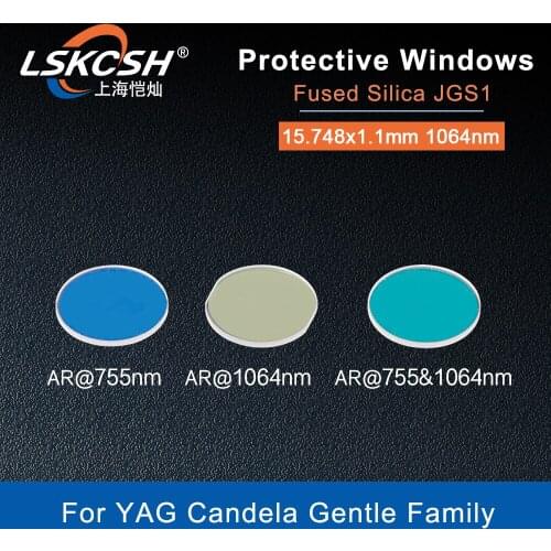 LSKCSH 100pcs/Lot YAG Laser Protective Windows Cover slides Mirrors 15.748x1.1mm 75/1064nm Fused Silica Quartz Candela Gentle