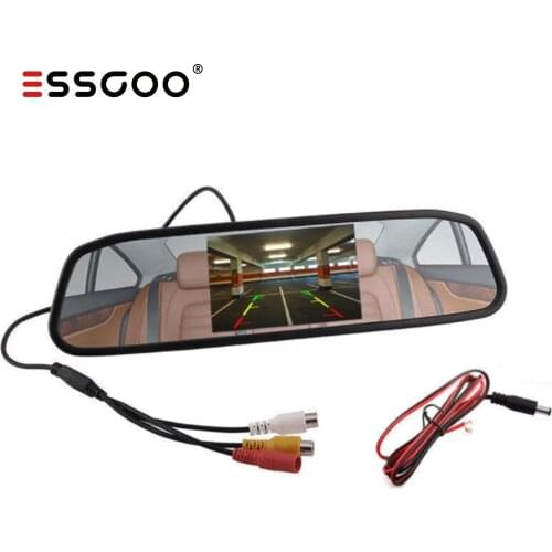 ESSGOO 4.3 inch TFT LCD Screen Car Monitor Mirror Reversing Parking Car Monitor for Rear View Camera Night Vision Reversing