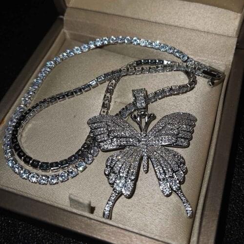 CIZEVA Womens Cute Silver Color Micro Set Zircon Butterfly Pendant Necklac Charm Long Chains Sweater Choker Fashion Jewelry