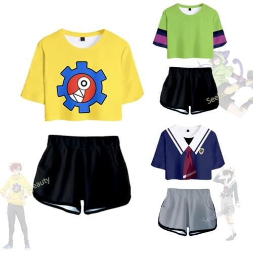 Anime SK8 the Infinity Cosplay Crop Top Girls Belly Tee Hot Shorts Langa Hasegawa Reki Kyan Miya Skateboard Wear for Women