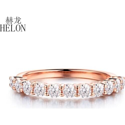 HELON Moissanite Ring Solid 14K Rose Gold AU585 Test Positive Moissanite Diamond Engagement Wedding Ring Women Fine Jewelry