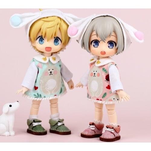 1/12bjd ob11 doll clothing Molly body9 obitsu11 doll accessories rabbit bun hair accessories cartoon strap skirt suit doll skirt