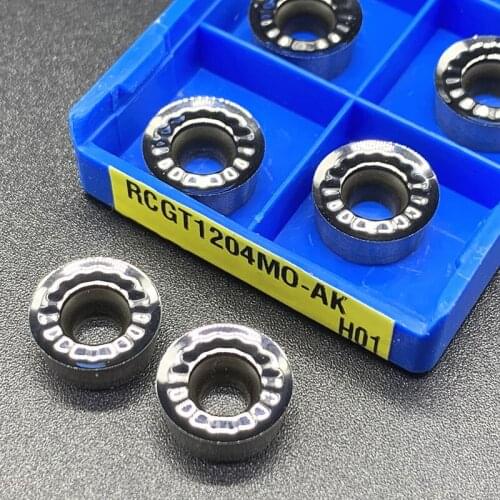 10PCS RCGT1003 RCGT1204 RCGT10T3 MO AK H01 Aluminum Turning Inserts RCGT Round Blade RCGT1003 Carbide CNC Lathe Cutter