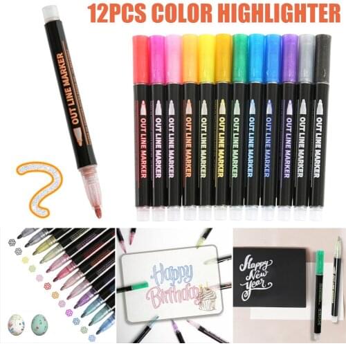 12 Marker Pen for Highlight Painting Kit for Painting Rocks Pebbles Glass Water Based Waterproof Acrylic Paint Pen GK99