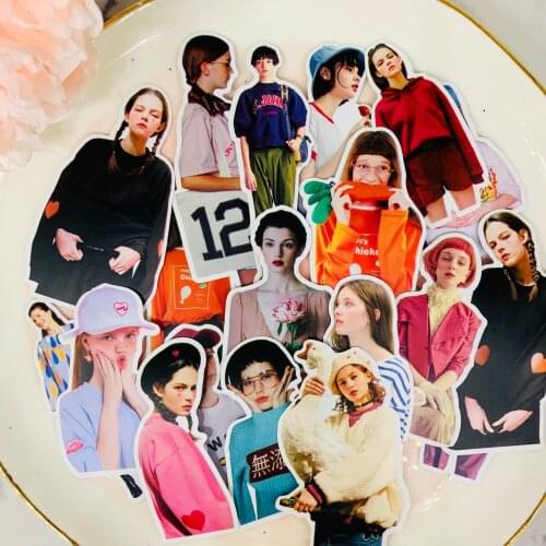 22pcs Magazine fashion girl Kids Fun Paper Stickers Homemade Bookkeeping Decals on Laptop / Decorative scrapbooking / DIY