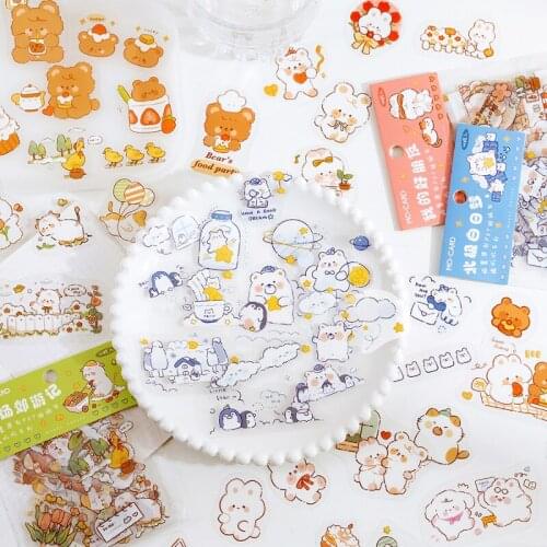 46 pcs/pack Kawaii cartoon animals Decorative Stickers Scrapbooking diy Stick Label Diary Stationery Album bear cat Stickers