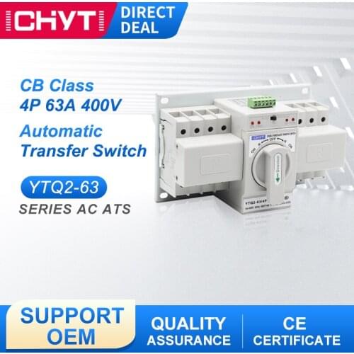 4P 63A 380V 400V MCB Type Dual Power Automatic Transfer Switch CB Class ATS Change Over Switch ICHYTI
