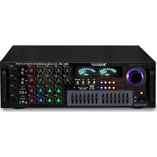 DS-1059 100W+100W 2.0 Wireless Bluetooth KTV KaraOK home audio amplifier Supports USB / WAV lossless music with dual 7 equalizer