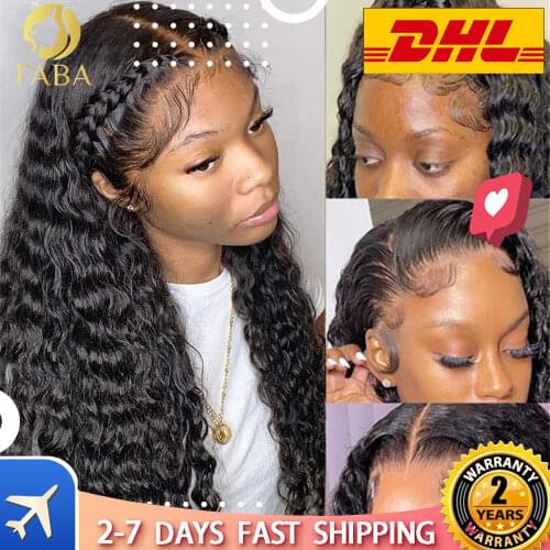 Brazilian Lace Front Human Hair Wigs for Black Women 13*4Deep Wave Human Hair Wigs With Baby Hair Pre Plucked Natural Hairline