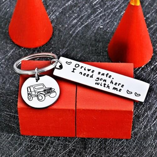 Key Chain Drive Safe Car Keychain for Couples Men Boyfriend Off-road Driver Stainless Steel Keyring Jewerly Gift Keyring