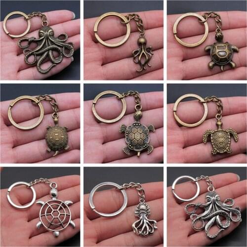 1 Piece Keychain Turtle And Octopus key-rings fashion hot sale key chain ring keyring car key chain