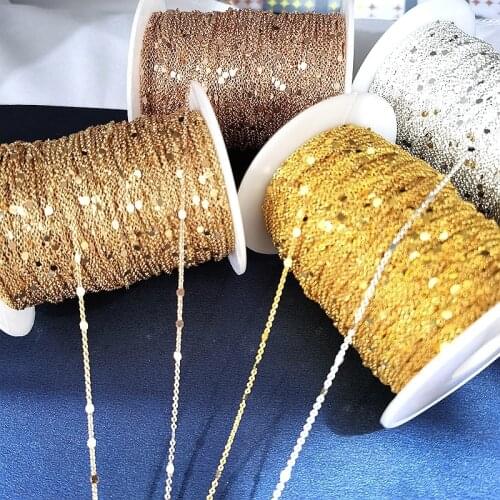 2Meter Gold Plated Sequins Necklace Chain Metal Copper Chains for Bracelet Necklace Jewelry Making Accessories Diy Supplies