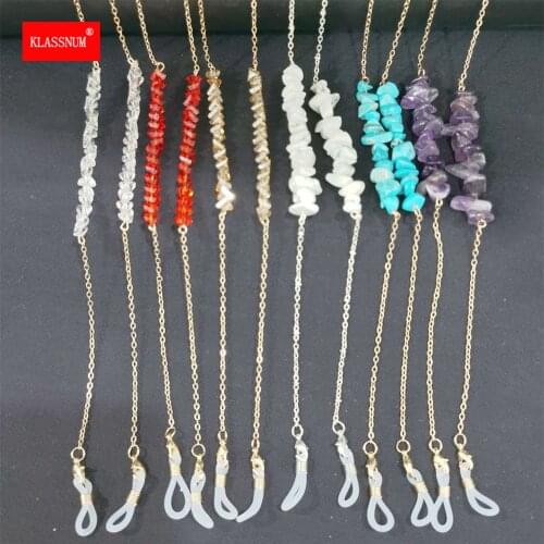 1PCs Fashion Irregular Stone Beads Charm Sunglasses Lanyard Face Mask Strap Necklace Metal Eyeglass Glasses Chain Cord New 2021