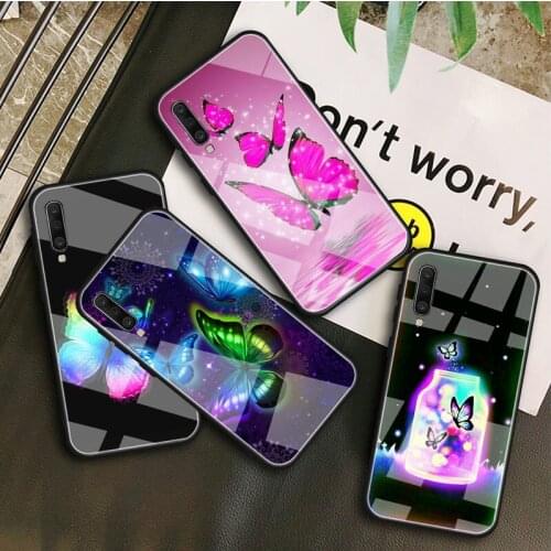 Colorful Butterfly Tempered Glass Case For Samsung Galaxy A 10S 10E 20S 20E 30S 40 50S 60 70 80 90 6 7 8 Shell