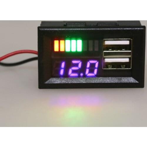 Blue LED Digital Display Voltmeter Mini Voltage Meter Volt Tester Panel For DC 12V Motorcycles Vehicles USB 5V2A output Q9QD