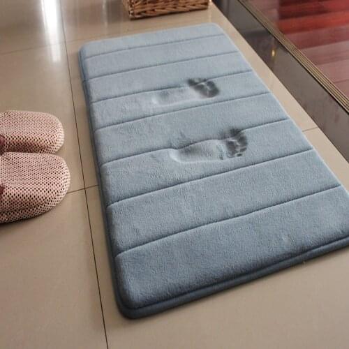 Home Bath Mat Coral Fleece Bathroom Carpet Water Absorption Non Slip Memory Foam Absorbent Washable Rug Toilet Floor Mat
