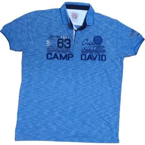 ETP 002-CDK Male Polo Collar Mealy Blue-Navy Blue Short Sleeve Combed Cotton T-Shirt 465847476