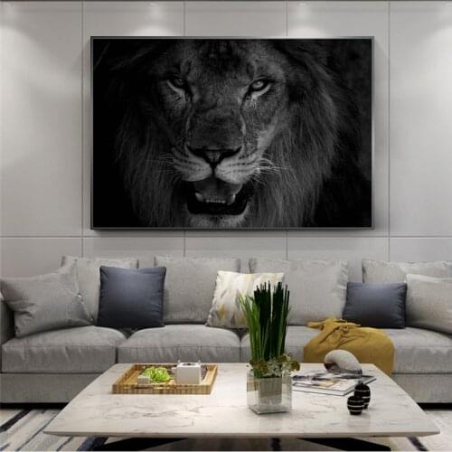 Lion on Black Background Canvas Paintings on the Wall Art Posters and Prints African Wid Lion Head Art Pictures Home Wall Decor