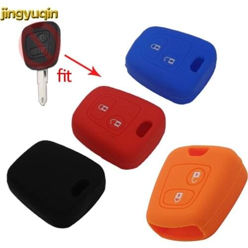 Jingyuqin Silicone Rubber Car Key Case Cover For Citroen C1 C2 C3 Pluriel C4 C5 C6 C8 Xsara Picasso Peugeot 206 207 307 408 607