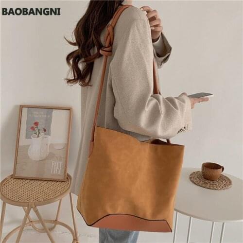 Leather Women Bucket Handbags Vintage Casual Large Capacity Female Shoulder Crossbody Bag High Quality Shopping Bag