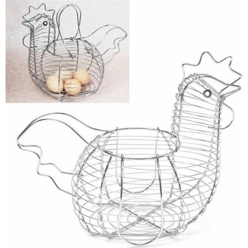 Creative Hen Shaped Chicken Egg Holder Basket Kitchen Storage Metal Wire Home Kitchen Storage Rack Decor