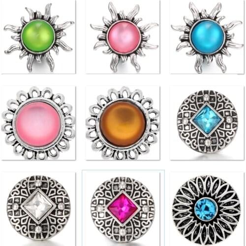 XH8013 Crystal 18mm sun flower Metal Snap button fit snap jewelry DIY