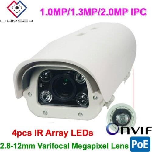 Lihmsek High Quality CMOS Onvif 1MP 1.3MP 2MP Security Bullet Megapixel P2P with PoE Network CCTV IP Camera 80-100M IR Range