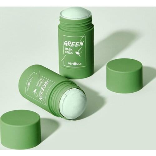 Green Tea Mask Stick Purifying Clay Mask Oil Control Anti-acne Cleansing Eggplant Face Mask Remove Blackhead Skin Care TSLM1