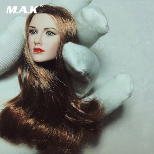1:6 Scale Female Figure Accessory Head Sculpt Blue Eyes Brown Hair Pale Head Carving Fit 12" Pale Phicen Action Figures