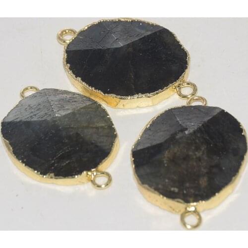 Fashion Jewelry Natural Labradorite Stone connector for men amulet Gold Bezel Random Irregular gem mens Pendants for bracelets